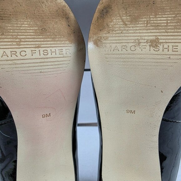 Marc Fischer Patent Leather Platform Mary Jane Peep Toe Heels Shoes Black 9M - Picture 7 of 8